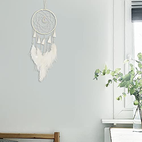 White Dream Catchers Handmade Feather Native Circular Net for Boys Girls Bedroom Wall Hanging Nursery Bedroom Decoration Blessing Gift - Image 4