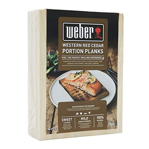 Weber Zendernholz Räucherbretter - Klein (11 x 15cm), 4er Pack, süßes, mildes Aroma, ideal für Käse, Gemüse, Fisch und Geflügel, aus natürlichen Holzarten (17832)