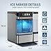 Chewable Crunchable Countertop Nugget Ice Maker，with Side Water Tank,41 Lbs in 24 Hours， Self-Cleaning, One-Click Operation, Stainless Steel,Ideal for Parties, Kitchens, Bars, Offices