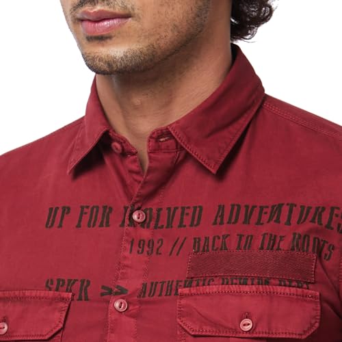 Image of Spykar Men's Regular Fit N /A Full Sleeve Printed Casual Shirts