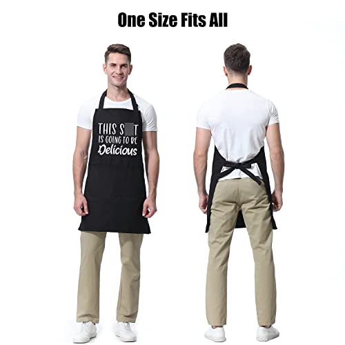 Miracu Funny Aprons For Men, Cooking Aprons For Women, Dad Apron, Fathers Day Apron Gifts For Husband, Boyfriend - Birthday Chef Gifts For Men, Fun Bbq Baking Grilling Kitchen Apron, Chef Grill Apron #TOP4