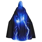 WHJDPP Capa con capucha para adultos con estampado de tormenta de rayos, capa con capucha súper grande sin cremallera