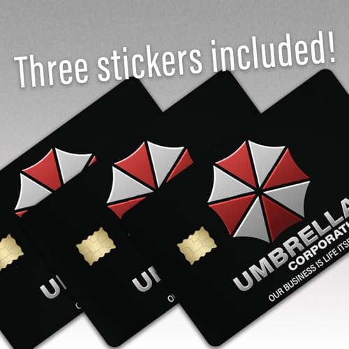 KCD Umbrella Corp Credit Card Skin – 3 Pack Vinyl Sticker Covers – Horror Game Inspired Card Wrap – Waterproof, Durable, Fits Most Debit & Credit Cards – CCS0352