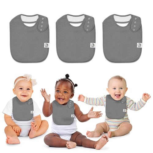 Image of 3 Pack Drooling Bibs for Babies | Premium & Soft Organic Cotton Teething Bibs with Snaps and Fleece Backing