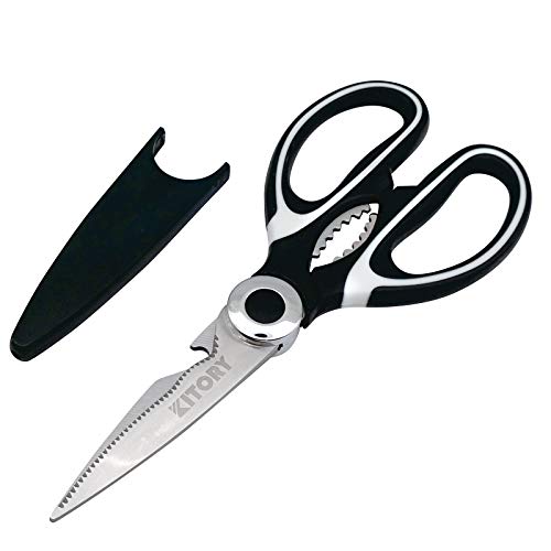 Kitory Kitchen Shears - Ultra Sharp Premium Scissors with Sheath - Heavy Duty Poultry shears-Nut cracker-Bottle Opener- Multi Purpose Scissors