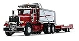First Gear 1/50 Scale Diecast Collectible Red/Chrome/Red Peterbilt Model 367 Dump Truck with Beavertail Trailer (50-3404)