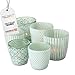 Produktbild TOPANBIETER 999 6 x Teelichthalter, Windlicht 6er Set - 3 Motive - 2 Größen- Höhe 6,5/8,5 cm- grün/weiß - Teelicht-Gläser Windlichter Dekoglas für Kerzen & Teelichter, Tischleuchten, Kerzenständer