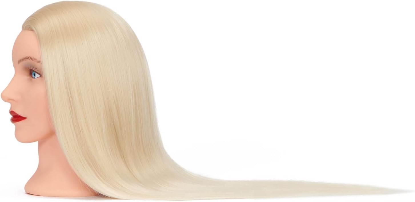 Traininghead 26-28'' Mannequin Hair Styling Manikin Cosmetology Doll Head Synthetic Fiber Hair with Clamp Holder - Image 3