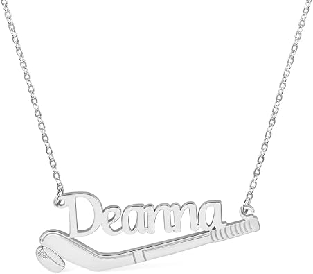 AILIN Custom Ice Hockey Necklace Sterling Silver 925/Stainless Steel Personalized Name Hockey Pendant Necklace Birthday Christmas Gifts