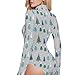 GuoChe Womens Fashion Tank Top Bodysuits Christmas Grey Colorful Trees Snowflakes High Neck Jumpsuit M