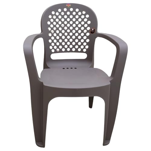 Image of SkyGlamour Cello Crystal Armrest Plastic Chair With Matt Finish | Chairs For Living Room, Garden, Home Indoor And Outdoor Use (Colour: Grey, Set Of 4)
