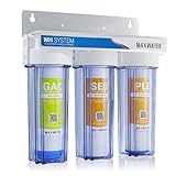 Max Water 3 Stage 10 inch Standard Whole House Water Filter System - Pleated Sediment + Sediment + GAC - ¾ Inlet/Outlet (Good for RV's/Apartments/Cottage)