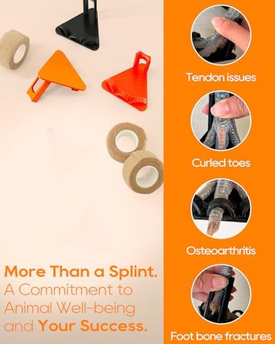 6Pcs Chicken Leg Splints, 3 Sizes (S/M/L) Adjustable Splint for Bumblefoot Treatment, Broken Feet, Splay Leg, Curled Toes, Osteoarthritis in Hens, All Growth Stages Covered, Orange Black and Red — 사진 5