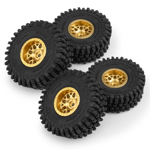 Zolikar 1.0" Brass Beadlock Wheel Rim & Rubber Tires 58mm Set for 1/24 Axial SCX24 1/18 Tra-xxas TRX4-M RC Crawler Car Upgrade Accessories by Zolikar - Image 5