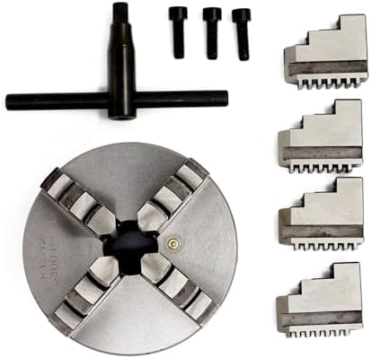RATTMMOTOR 5" 4-Jaw K12-125mm Self-Centering Lathe Linkage Chuck 3000R/Min 100N.m 17KN, Precision Machining Center Wood Metal Lathe Chuck 30mm Through-Hole for CNC Router Engraver Milling Machine