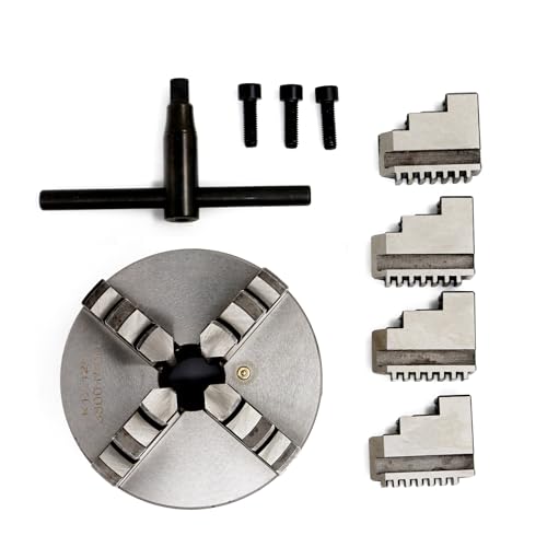 RATTMMOTOR 5 4-Jaw K12-125mm Self-Centering Lathe Linkage Chuck 3000R/Min 100N.m 17KN, Precision Machining Center Wood Metal Lathe Chuck 30mm Through-Hole for CNC Router Engraver Milling Machine