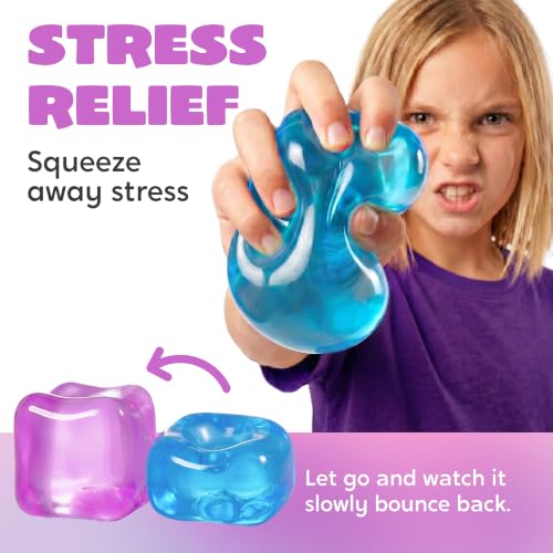 JOYIN 4 Pack Stress Cube, 2'' High Density Ice Cube Fidget Toy, Stress Relief with Slow Rising Sensory Squishy Toys for Kids Adults, Birthday Gifts, Party Favors, Halloween, Classroom Prizes