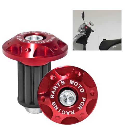 Sbulhia 2 PCS Motorcycle Bar End Plug, Aluminum Alloy Hand Grip End Cap Fits 16-18mm ID Handlebars, Durable Motor Grip Ends Replacement for Electric Scooters & Off-Road Motorcycles (Red)