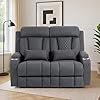 Zero Wall Hugger Power Reclining Loveseat with Adjustable Headrest, Fabric Electric Recliner Sofa with USB & Type-C Ports, Dual Cup Holders, 2-Seater Couch for Living Room, RV, Home Theater (Gray)