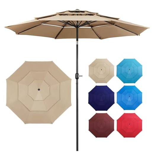 Best british made umbrellas Yaheetech 3-Tier Vented Patio Umbrella for Outdoors