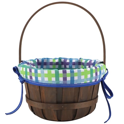 JOYIN Easter Woven Basket with Lining, Brown Wooden Easter Egg Hunt Basket with Handle for Picnic,Goodie Storage, Gift Packing, Party Favors Supplies Decorations, Filling with Candy(12.4" x 9.1") by JOYIN - Image 8