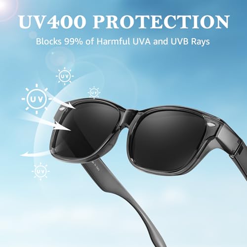 Image of TJUTR Polarized Fit Over Glasses Sunglasses for Men Women, Wrap Around UV400 Protection Sunglasses TS2611
