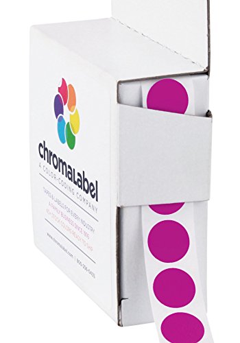 Chromalabel 0.50 Inch Round Label Permanent Color Code Dot Stickers, 1000 Labels Per Dispenser Box, Fluorescent Purple #TOP19