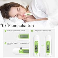 femometer Digitales Fieberthermometer, Rektal, Oral, Achselthermometer Fieber Thermometer für Baby Kinder Erwachsene, Genaue und Schnelle Ablesungen, Wasserdichte Sonde (grasgrün-2 packungen) – Ansicht 4