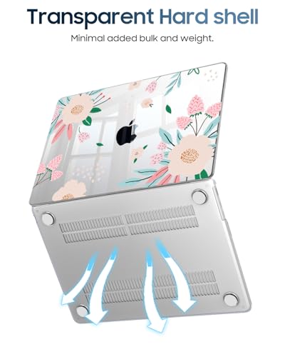 Image of Fintie Case for MacBook Air 13.6 A3449 /A3240 /A3113 /A2681, Camellia | 2022-2026, M2 /M3 /M4 /M5, Snap-On Shell Cover, Full Port Access, Easy On /Off, Lightweight