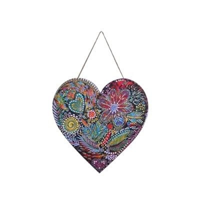 FKKA Front Porch Decor Farmhouse, Harvest Garden Wall Art, Metal Heart Wall Decor For Bedroom, Easy Hanging With A Hanging Rope, Light Purple, Gift