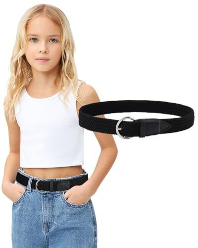 AWAYTR Girls Stretch Braided Belt - Kids Golf Softball Belt for Girls Aged 3-18 Years