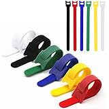 60 Pcs 6-Inch Cable Ties Cord Management Straps,Adhesive Hook And Loop Design Wire organizer (Multicolor)