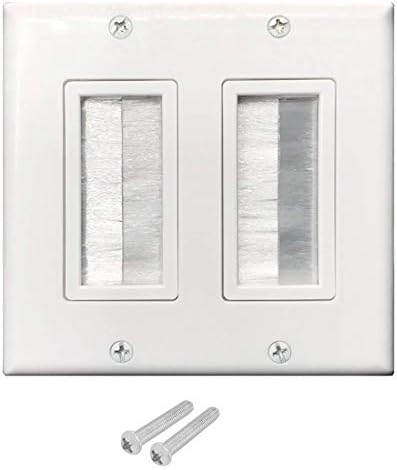 2-Gang Brush Wall Plate, OZXNO 1-Pack Low Voltage Cable Passthrough Wall Plate Brush Type Cable Access Strap Single Port Outlet Cover Panel in-Wall Installation for HDMI/HDTV/Coaxial/Home Theater image 5