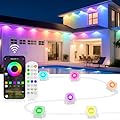 RaThun Permanent Outdoor Lights, 150ft Smart RGB+IC LED Lights Outside with 16 Million DIY Colors, IP67 Waterproof Eternity Eaves Lighting for Christmas Halloween Holiday Daily Decorations