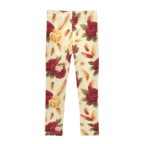 Rose Feather Girls Leggings Ultra Soft Compression Yoga Gym Pants for Kids 4-10T2