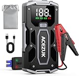 ACEZUK Booster Batterie Voiture 6000A, Démarreur de Voiture Portable (Jusqu'à 5.5L Diesel ou 7.0L Gaz), 12V Jump Starter avec 2.5 inch Écran LCD, Pinces de Sûreté Intelligentes, Lumière LED