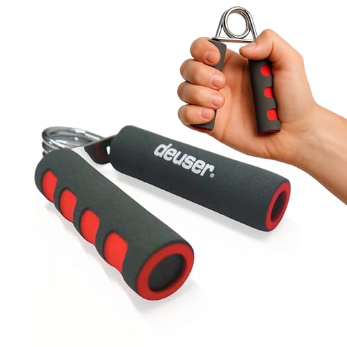 Deuser HANDGRIP Handtrainer (1 Paar) | 15 kg Widerstand | Unterarmtrainer mit verchromten Federringen | Ergonomische Schaumstoffgriffe | Griffkraft Trainer | Unterarm Trainingsgerät | Hand Trainer