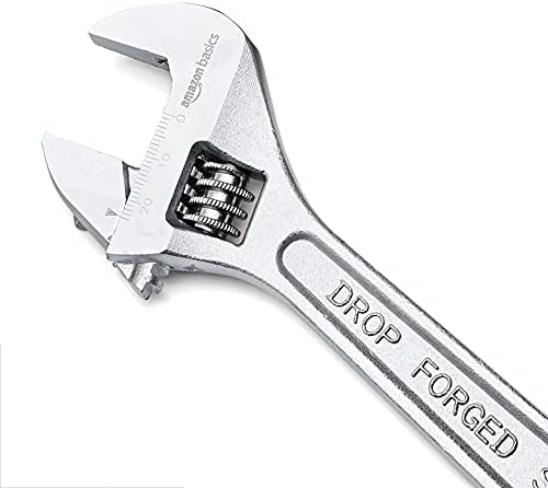 Amazon Basics Adjustable Wrench with Inch/Metric Scale, Chrome-Plated, 8-Inch (200 mm)