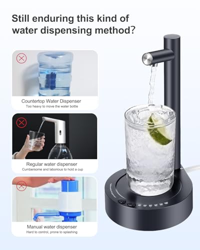 Dispensador de agua de cabecera USB, bomba para botellas de 5 galones portátil y hogar 4