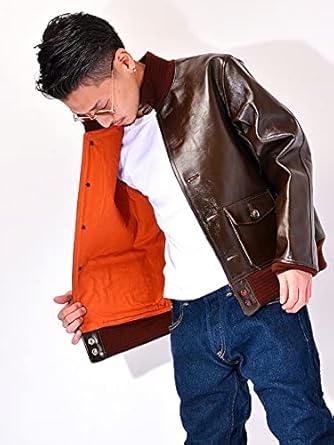 Amazon | [ダブル ヘリックス] レザージャケット 本革 馬革 ミリタリー
