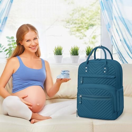 Image of Tenot Baby Diaper Bag Backpack Tote for Women Large Capacity with Insulated Pockets Multifunctional Waterproof Diaper Bags For Baby Girl Boy Mama Maternity Travel Bag Peacock Blue