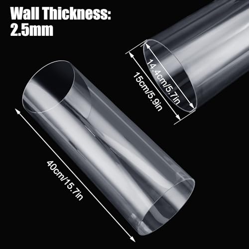 Image of 2PCS Acrylic Tube 6 inch (150mm) OD x 2.5mm Wall Thickness Clear Plastic Pipe Tube 15.5 inch Length Clear PVC Pipe Round Polycarbonate Tubing Chemical Resistant