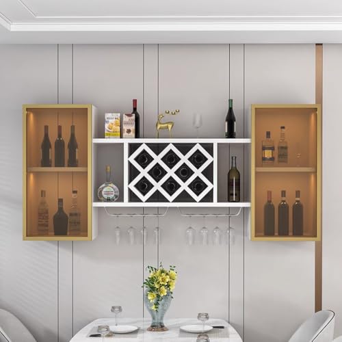 Étagère à bouteilles de vin en bois pour décoration salon blanc