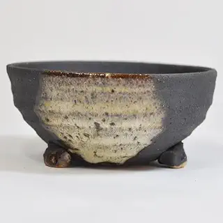盆栽妙 信楽焼 盆栽鉢 3号 藤久手造り鉢浅形 幅9cm×高さ5cm 陶器製 植え替えキット付き 30064A836