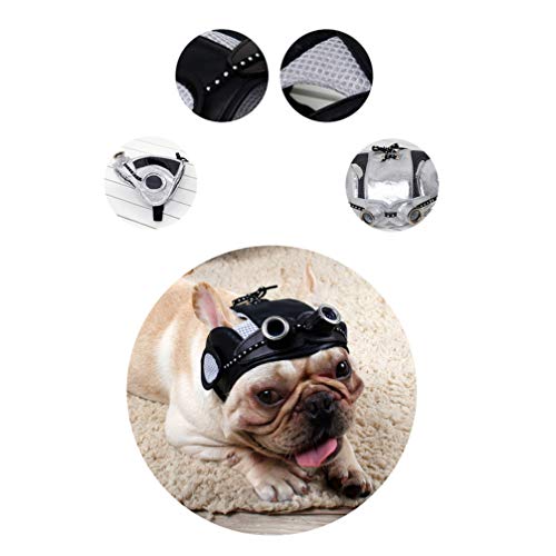 Balacoo Pet Dog Aviator Hat With Goggles Leather Pilot Motorcycles Hat Vintage Pilot Costume Accessories For Puppy Dog (Black) #TOP5
