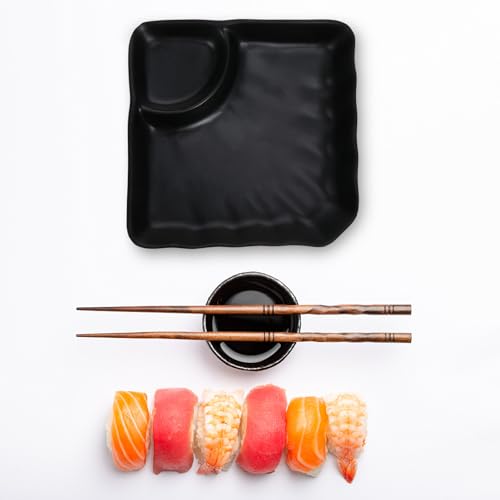 Plato de melamina negro para sushi y aperitivos miniatura 3