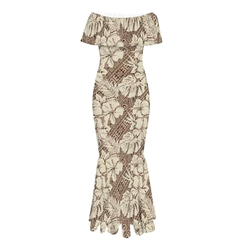 Image of Polynesian for Women S-7XL Off Shoulder Maxi Dress Hawaiian Summer Dresses