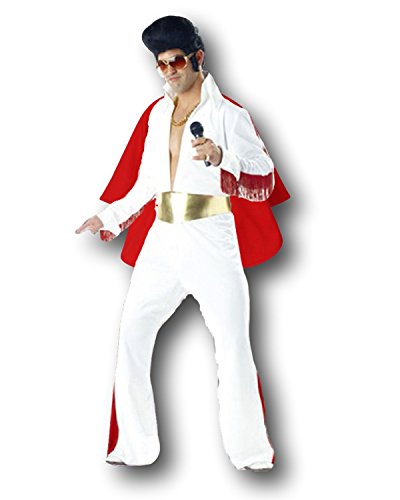Rubber Johnnies King of Rock'n'Roll Costume, White Jumpsuit, One Size up to 6' Tall, Adult