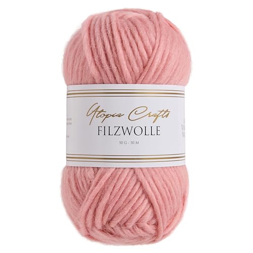 Utopia Crafts Filzwolle 100% virgin wool 50g (Blush Pink)