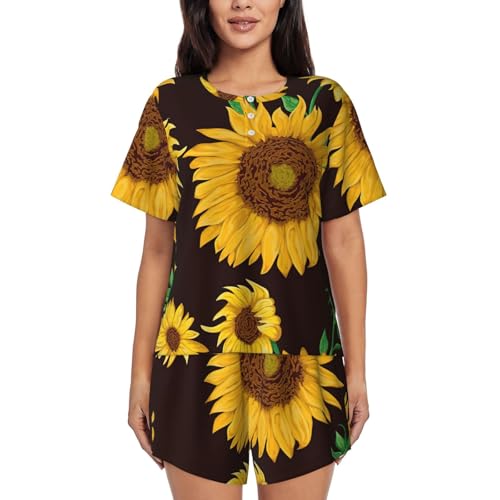 Vêtement de nuit femme col rond ensemble de détente short et haut doux